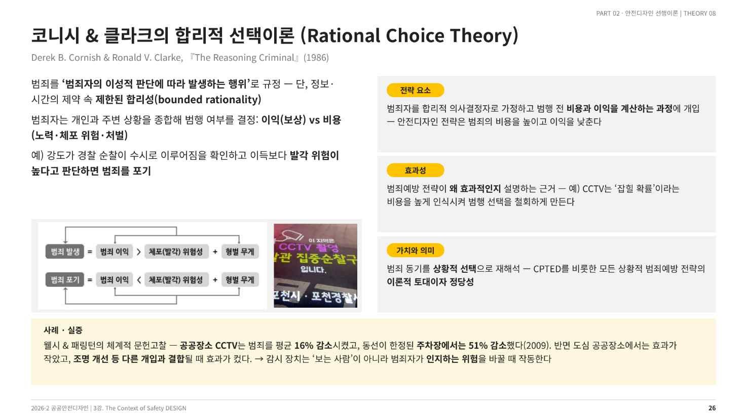 코니시 & 클라크의 합리적 선택이론 — 비용과 이익의 계산(강의 슬라이드 26쪽)